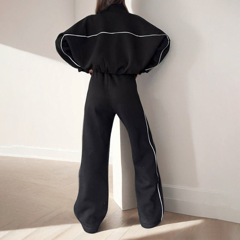 Damen Sportliches Loungewear-Set mit hohem Kragen und weitem Schnitt Drune