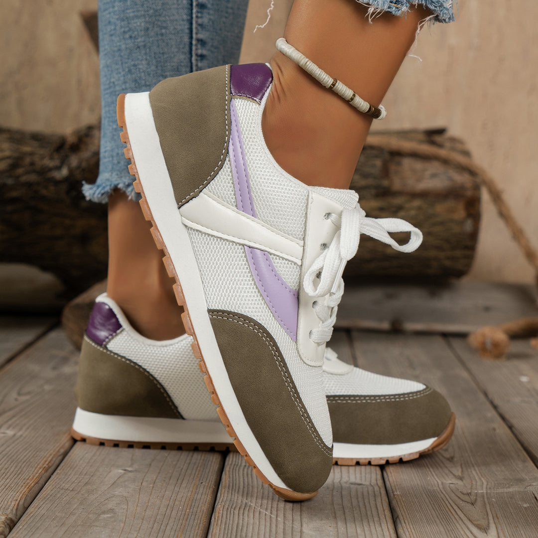 Damen  leichte Retro-Lauf-Sneaker mit verstärkter Zehenkappe, atmungsaktivem Mesh-Obermaterial und profilierter Gummilaufsohle Drune