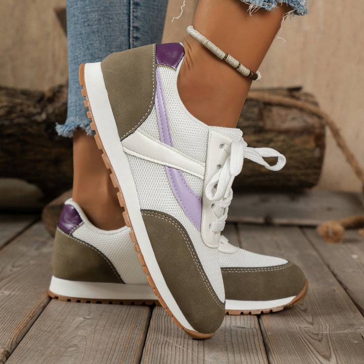 Damen  leichte Retro-Lauf-Sneaker mit verstärkter Zehenkappe, atmungsaktivem Mesh-Obermaterial und profilierter Gummilaufsohle Drune