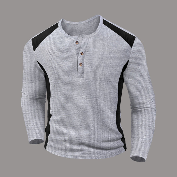 Herren Langarm-Henley-Shirt aus atmungsaktivem Material mit Kontrastdetails Drune