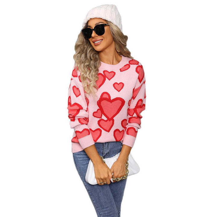 Damen Strickpullover mit Herzdesign und lockerem Schnitt Drune