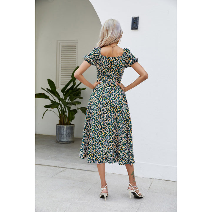 Damen Maxikleid mit verspieltem floralem Design und seitlichem Schlitz Drune