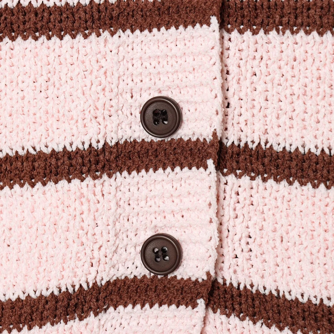 Damen Kurzarm Strickjacke mit Streifenmuster Drune