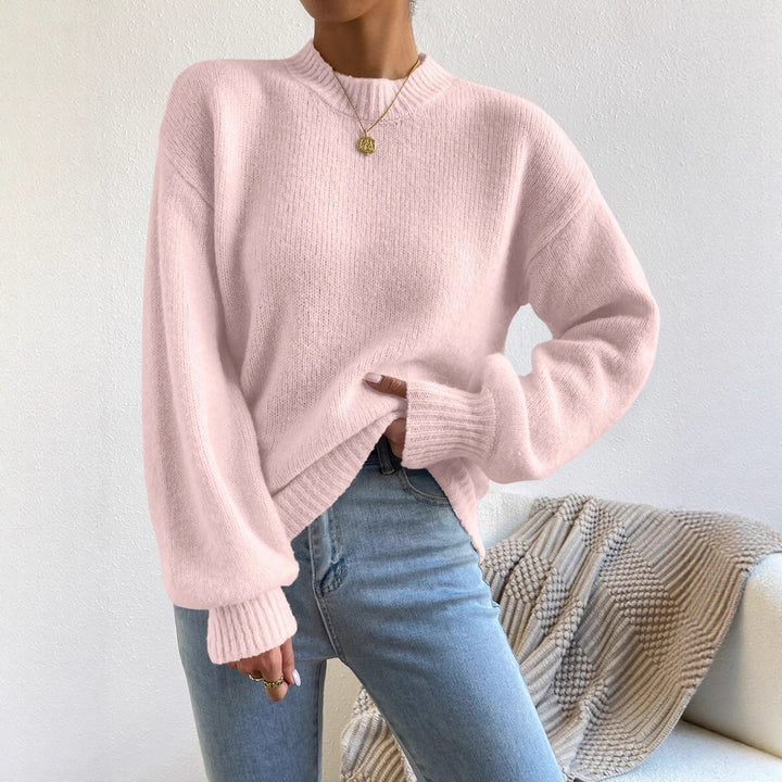 Damen lässiger Oversized-Pullover mit hohem Kragen und strukturiertem Design Drune