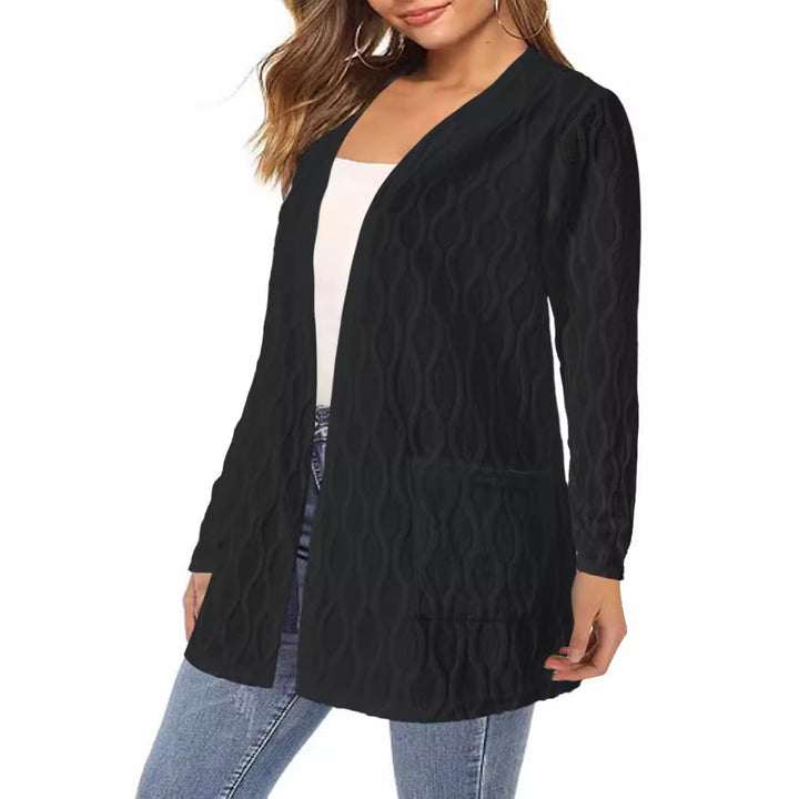 Damen Strickjacke mit strukturiertem Muster und lässigem Schnitt Drune