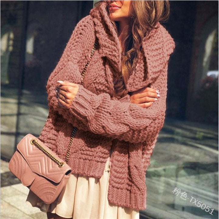 Damen Grobstrickjacke mit voluminösen Ärmeln und modernem Design Drune