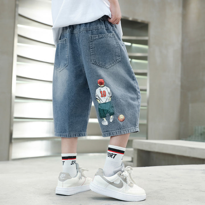 Jungen lässige Denim-Shorts mit exklusivem Stickdesign Drune