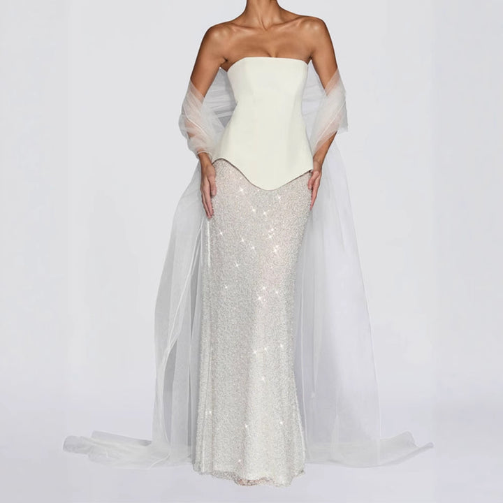 Damen Elegantes Abendkleid mit schimmerndem Oberteil und figurbetontem Rock Drune