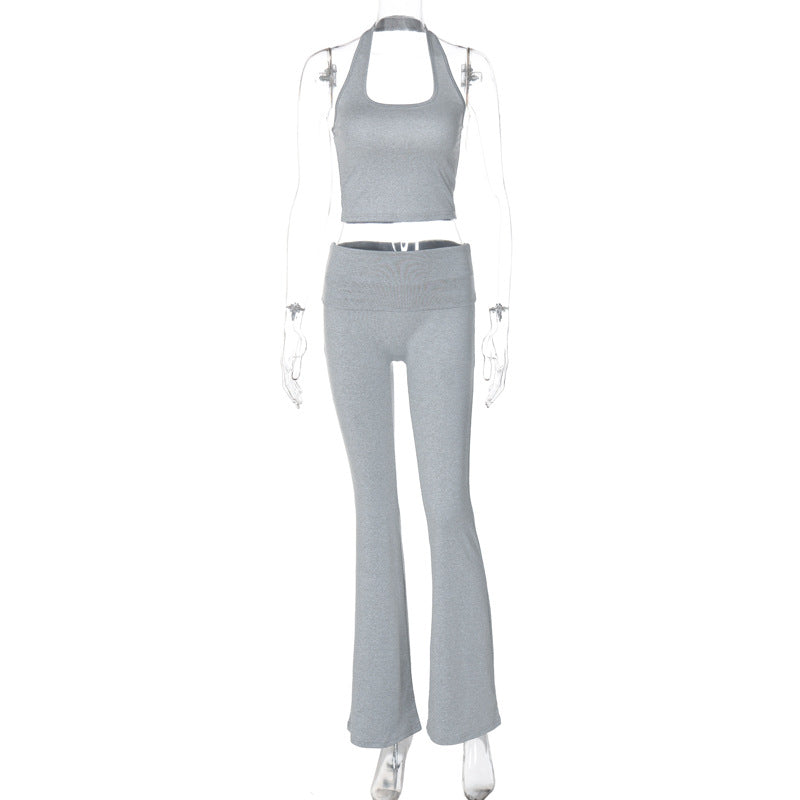 Damen Sportliches Set mit Haltertop und Flared Pants Drune
