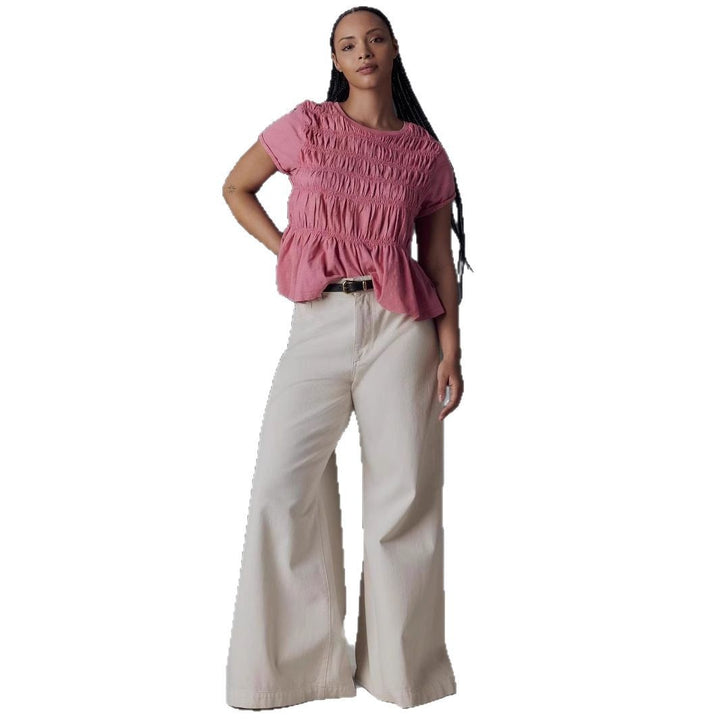 Damen elegant geschnittene Bluse mit gerafftem Mieder Drune