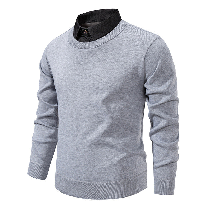 Herren nan Feinstrickpullover mit integriertem Hemdkragen und schmaler Silhouette Drune