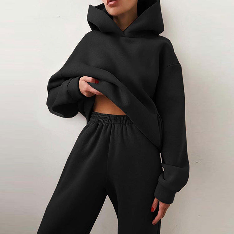 Damen gemütliches Hoodie- und Jogginghose-Set Drune