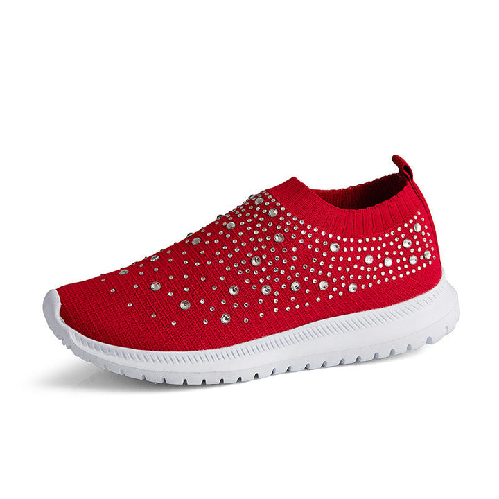 Damen Glitzernde Slip-On Sneakers mit atmungsaktivem Strickdesign und flexibler Sohle Drune