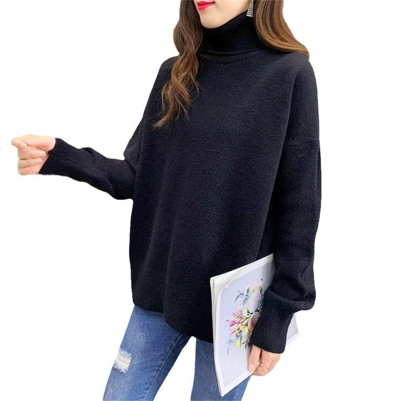 Damen Grobstrickpullover mit hohem Kragen und oversized Passform Drune