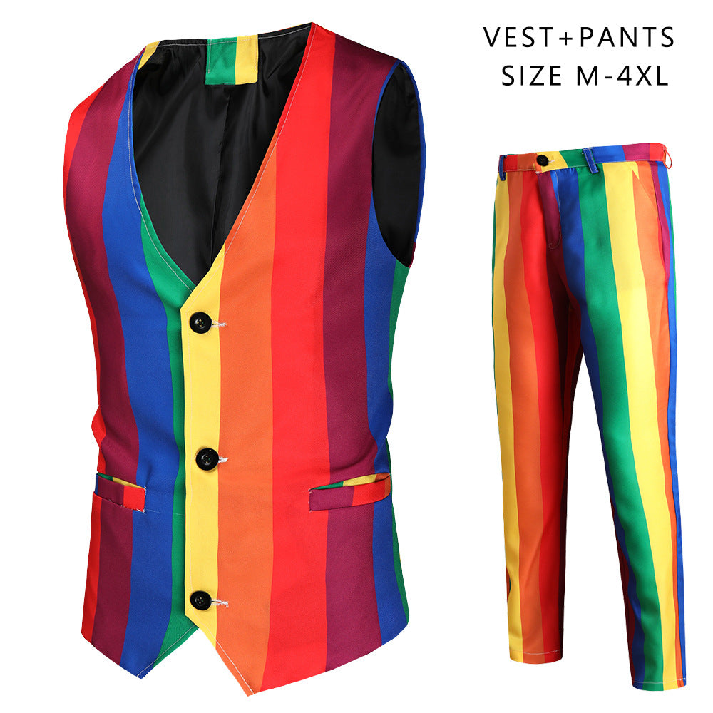Unisex nan schmal geschnittene Chinohose mit vertikalem Streifenmuster und elastischem Bund Drune
