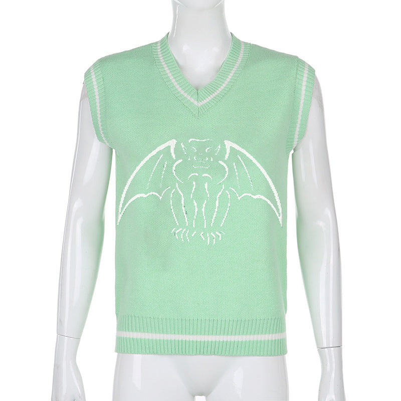 Damen Strickweste mit beeindruckendem Gothic-Motiv Drune