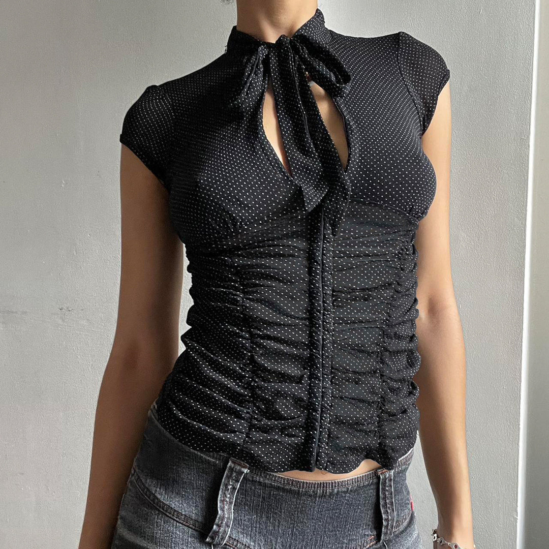 Damen Elegantes Rüschenshirt mit schickem Bindeband Drune