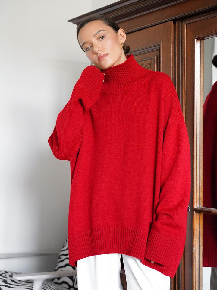 Damen Oversized Rollkragenpullover aus weicher Wollmischung Drune