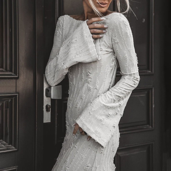 Damen Elegantes Maxikleid mit raffinierten Rüschen- und Ärmeldetails Drune