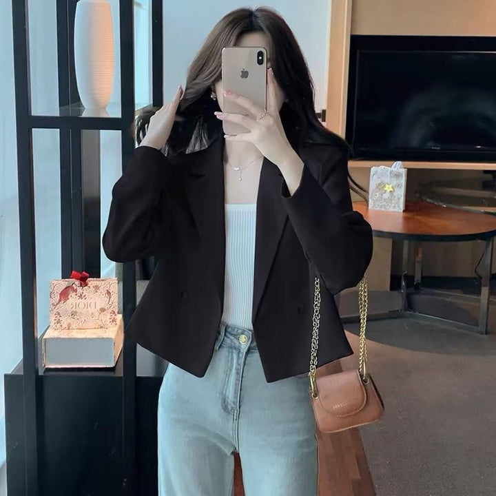 Damen stilvoller Kurzblazer mit doppelter Knopfleiste Drune