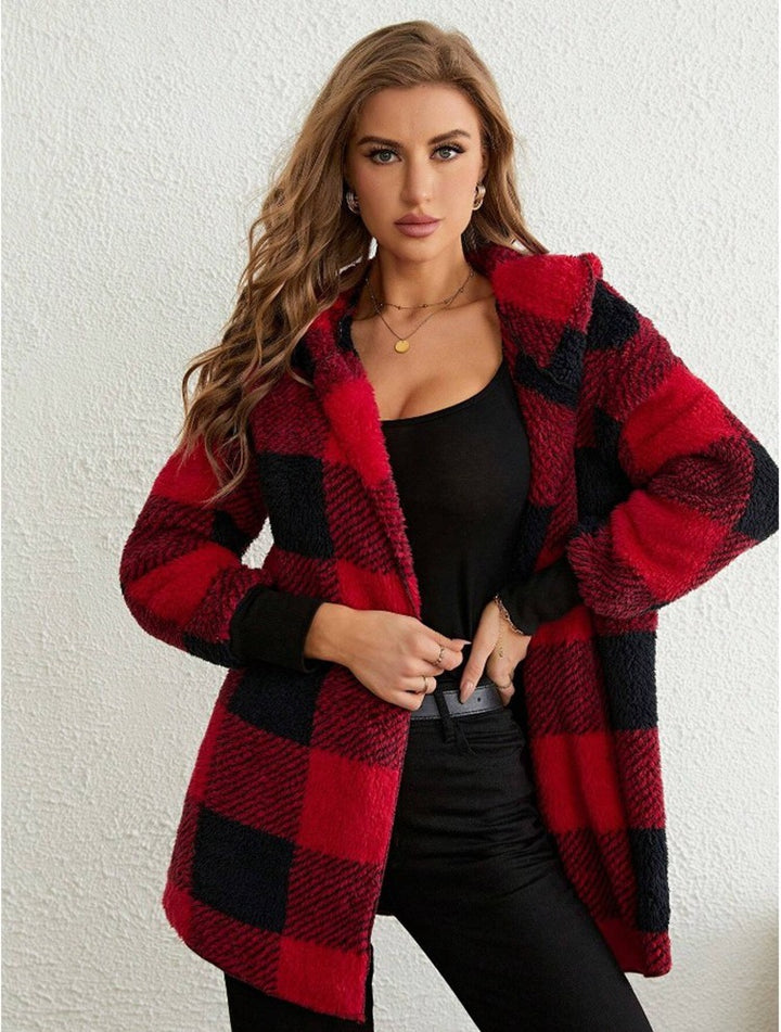Damen Kuschelige Karojacke mit weichem Material und lässiger Passform Drune