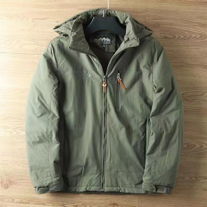 Herren nan isolierte Softshell-Fieldjacke mit abnehmbarer Kapuze und verdeckter Reißverschlusstasche Drune