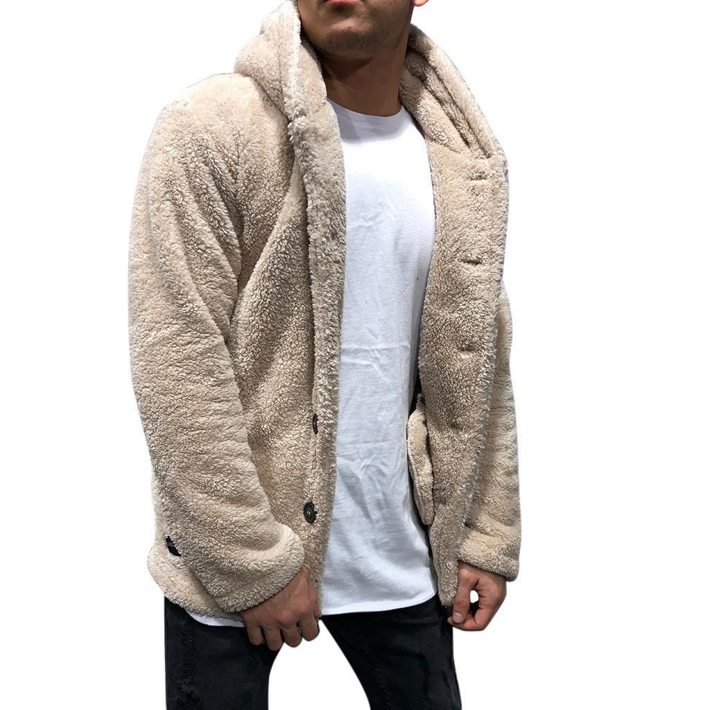 Drune | Jacke mit Kapuze aus Plüschfleece, lockere Passform, Knopfleiste vorne