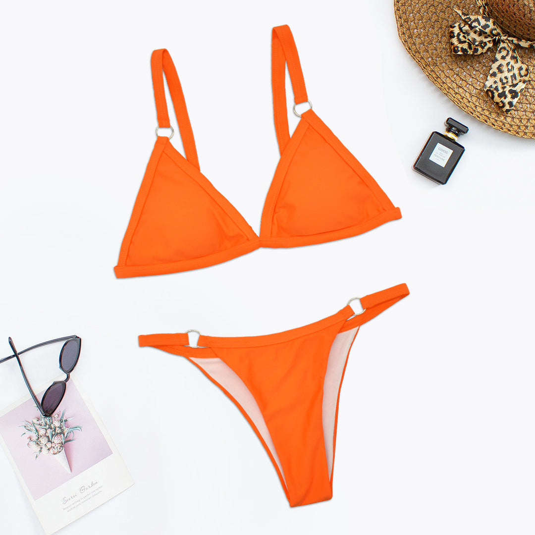 Damen Triangel-Bikini mit verstellbaren Trägern und eleganten Ringdetails Drune