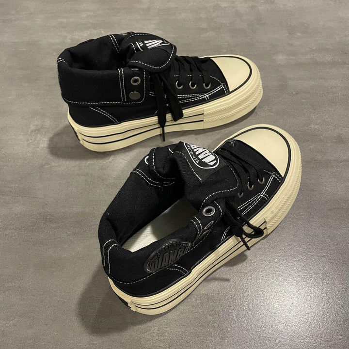 Damen High-Top Sneakers mit dicker Gummisohle und seitlichem Reißverschluss Drune