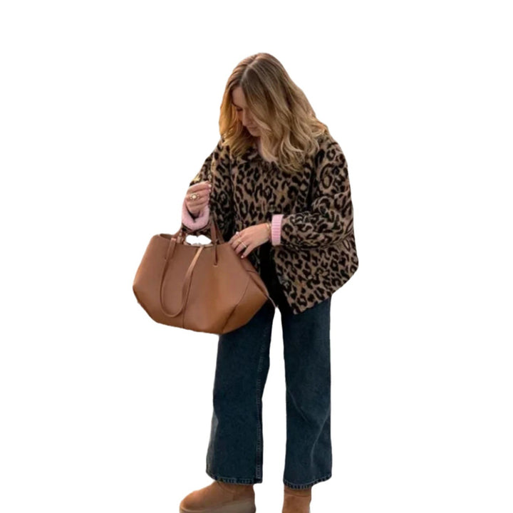 Damen Felljacke mit Leo-Muster und lässiger Passform Drune