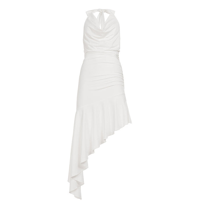 Damen Abendkleid mit asymmetrischem Schnitt und Raffung Drune