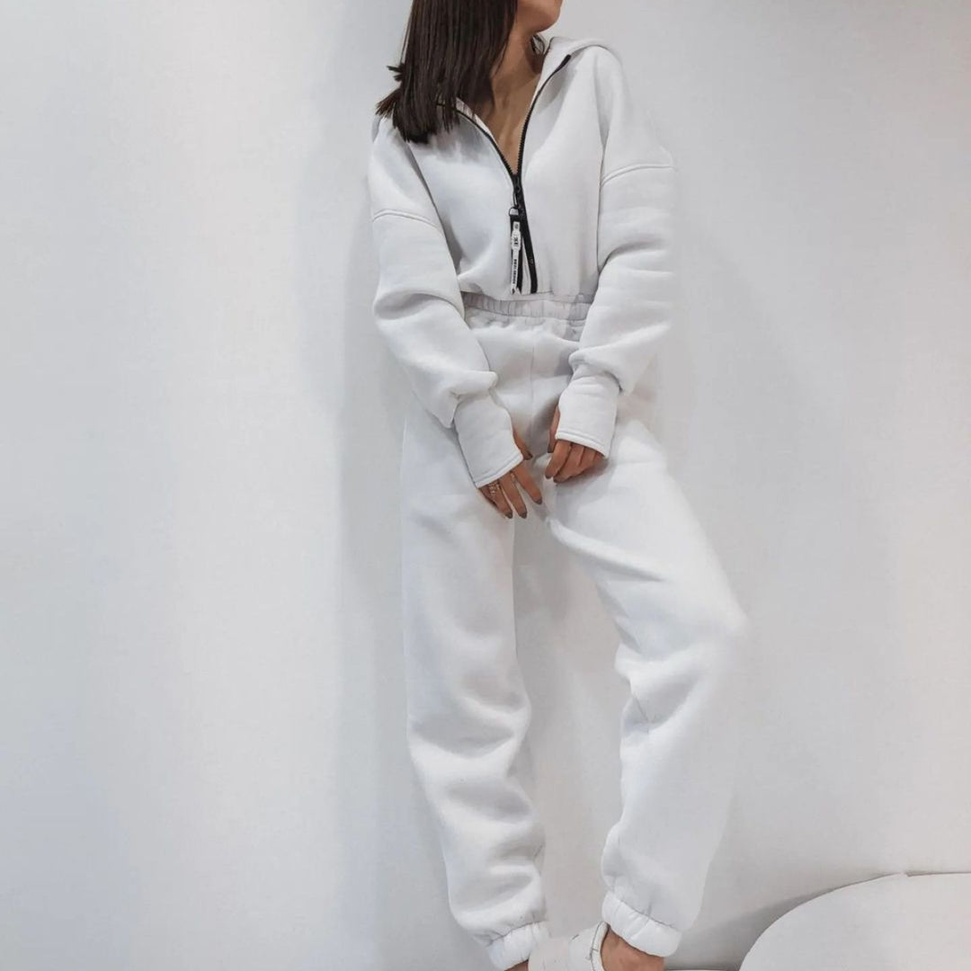 Damen Sportlicher Jumpsuit mit halblangem Reißverschluss Drune