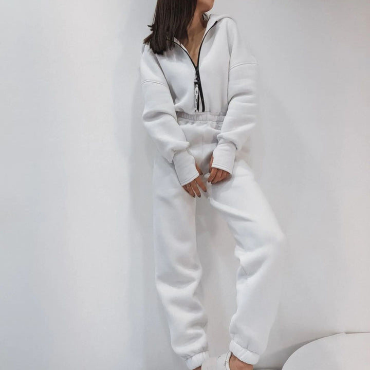 Damen Sportlicher Jumpsuit mit halblangem Reißverschluss Drune