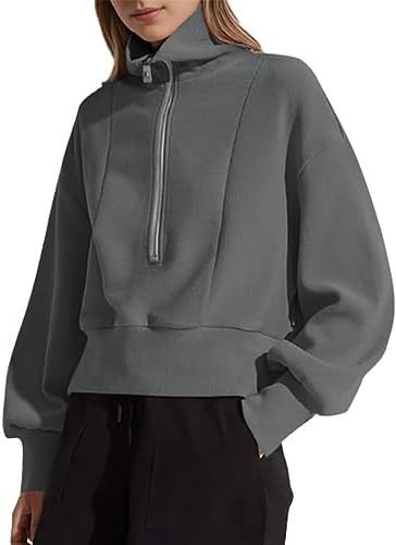 Damen sportlicher Zip-Pullover mit hohem Kragen Drune