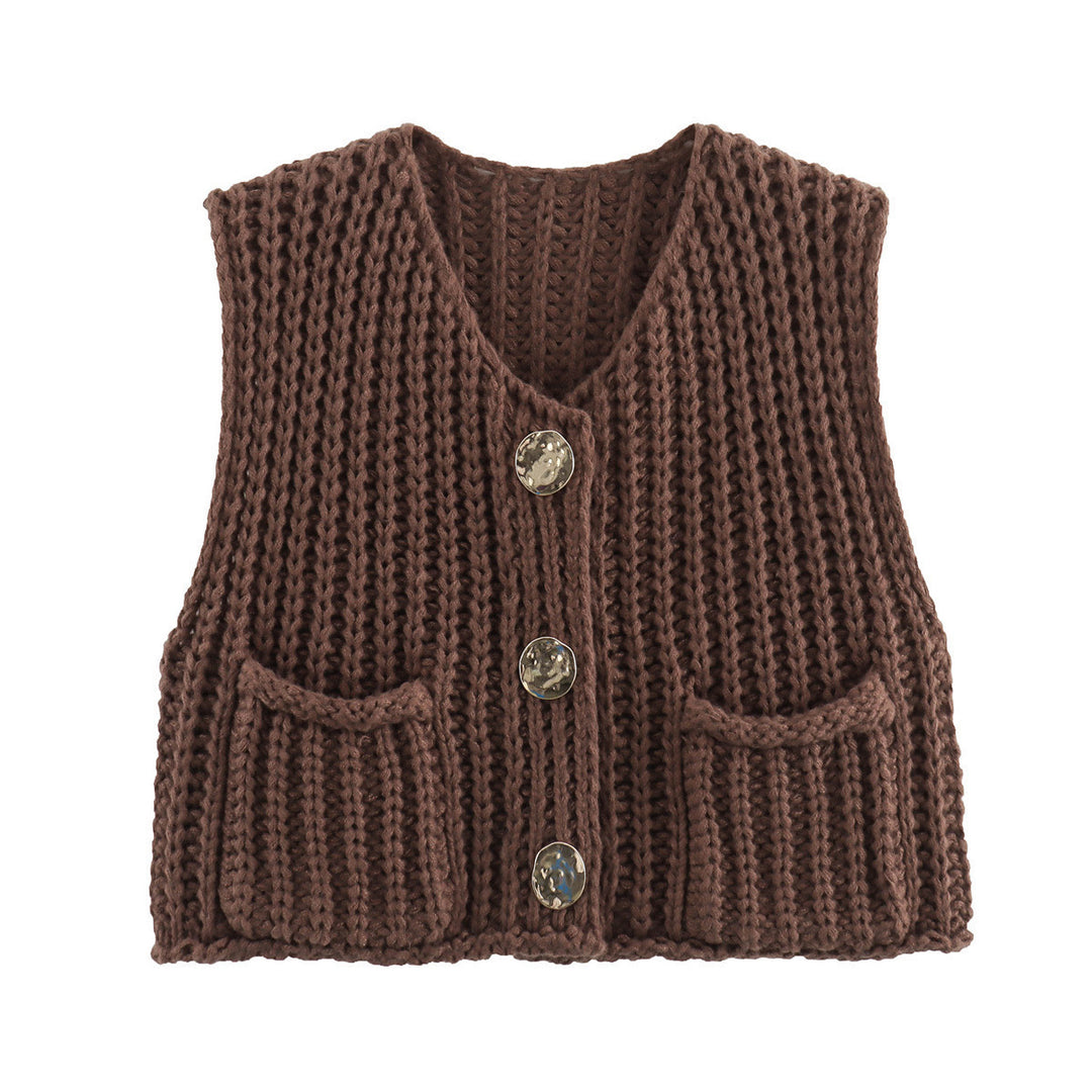 Damen Strickweste mit Taschen Drune