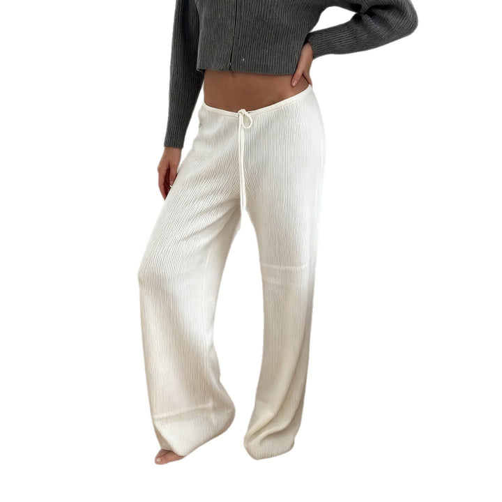 Damen lässige Wide-Leg-Hose mit verstellbarem Bund Drune