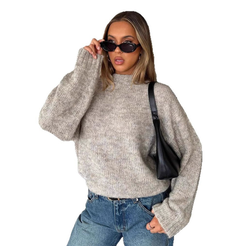 Damen kuscheliger Strickpullover mit weitem Schnitt und Struktur Drune
