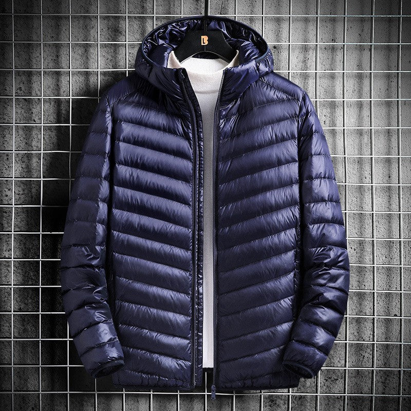 Herren nan ultraleichte Steppjacke mit Kapuze, winddichter Außenhülle und packbarem Thermofutter Drune