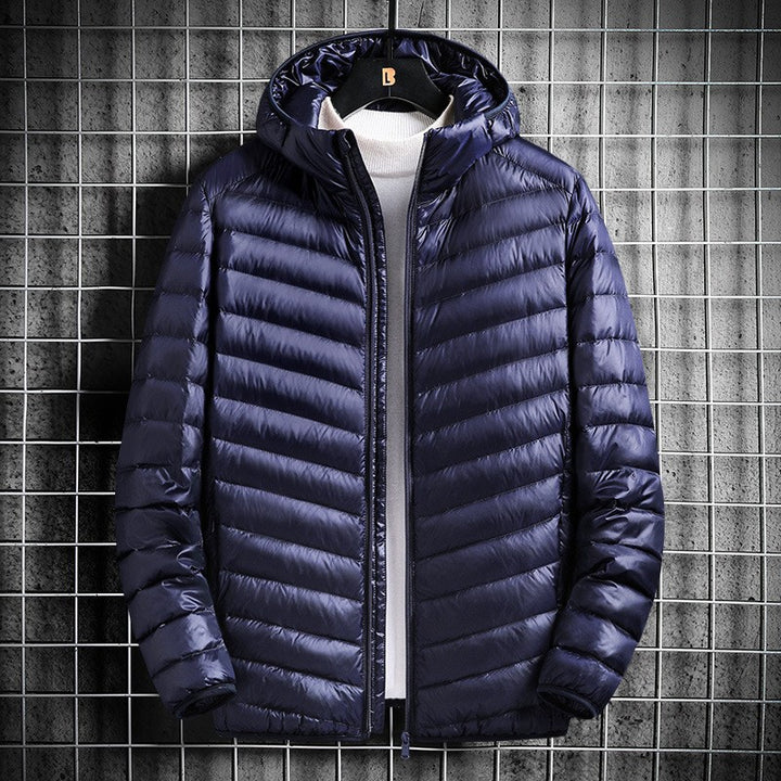 Herren nan ultraleichte Steppjacke mit Kapuze, winddichter Außenhülle und packbarem Thermofutter Drune