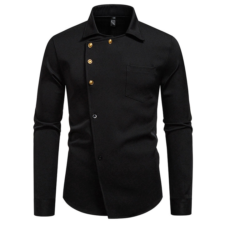 Herren elegantes Hemd mit asymmetrischem Knopfdesign Drune