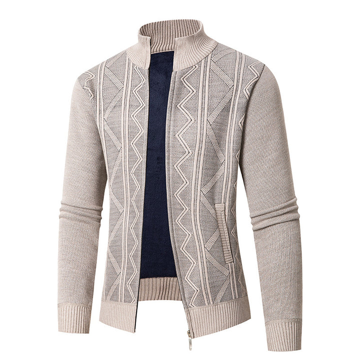 Herren Strickjacke mit eleganten Mustern und modernem Stehkragen Drune