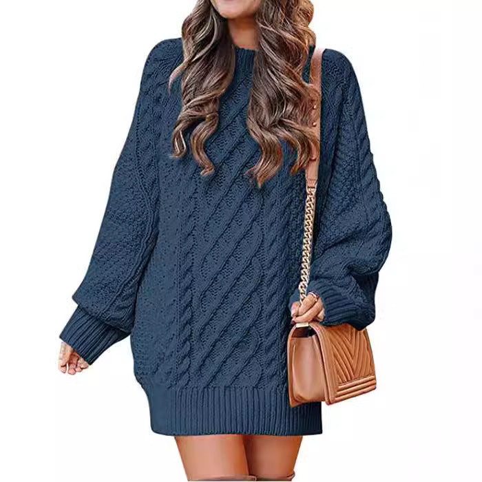 Damen Oversize-Strickpullover mit Zopfmuster Drune