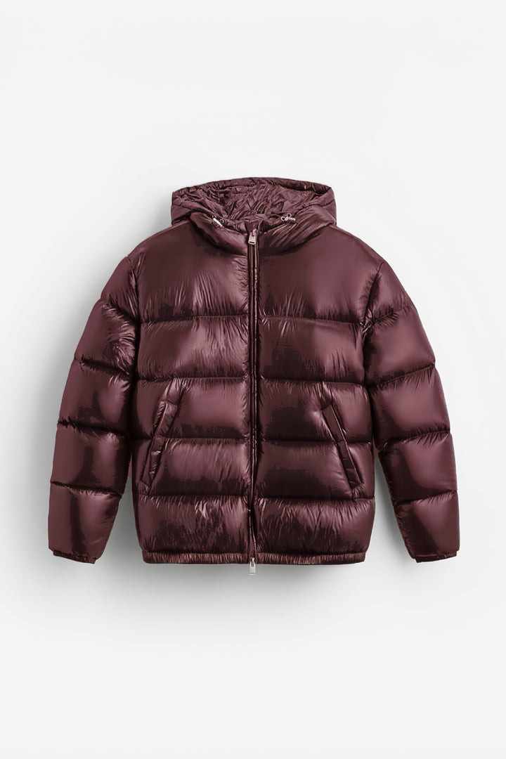 Damen nan glänzende Steppjacke mit Kapuze wattierter Thermofüllung und geradem Komfortschnitt Drune