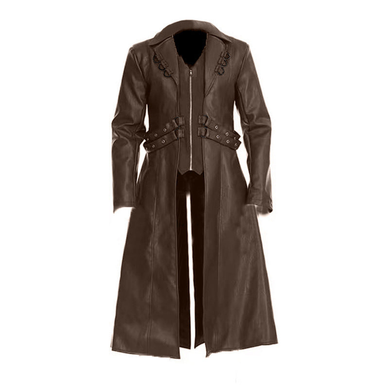 Damen elegante Lederjacke mit dekorativen Schnallen Drune