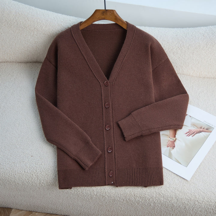 Damen Strickjacke mit V-Ausschnitt und feiner Rippstruktur Drune