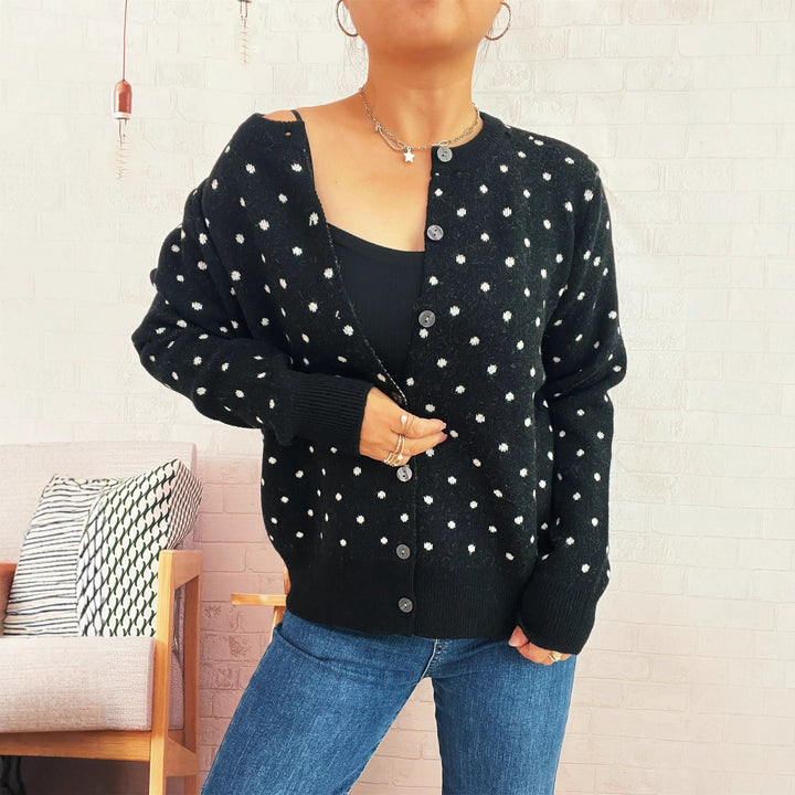 Damen Strickjacke mit modischem Punktemuster und komfortablem Schnitt Drune