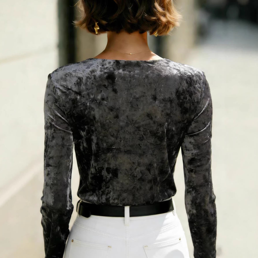Damen Elegantes Longsleeve Shirt mit gerafftem Detail Drune