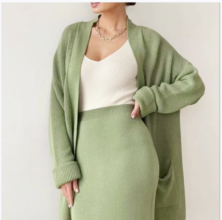 Damen Elegantes Strick-Set mit Rückenschlitzen und lässiger Passform Drune