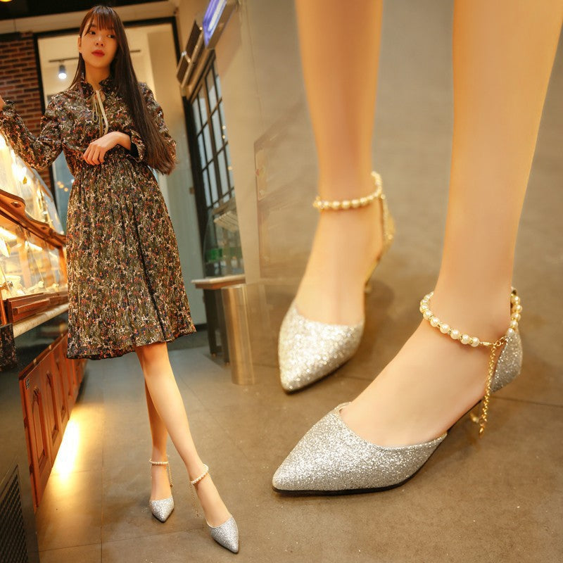 Damen Glitzernde High Heels mit eleganten Schmuckdetails Drune