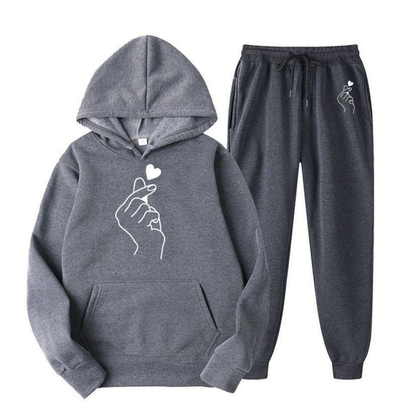 Damen Jogginganzug mit kreativem Herzmotiv und bequemer Passform Drune